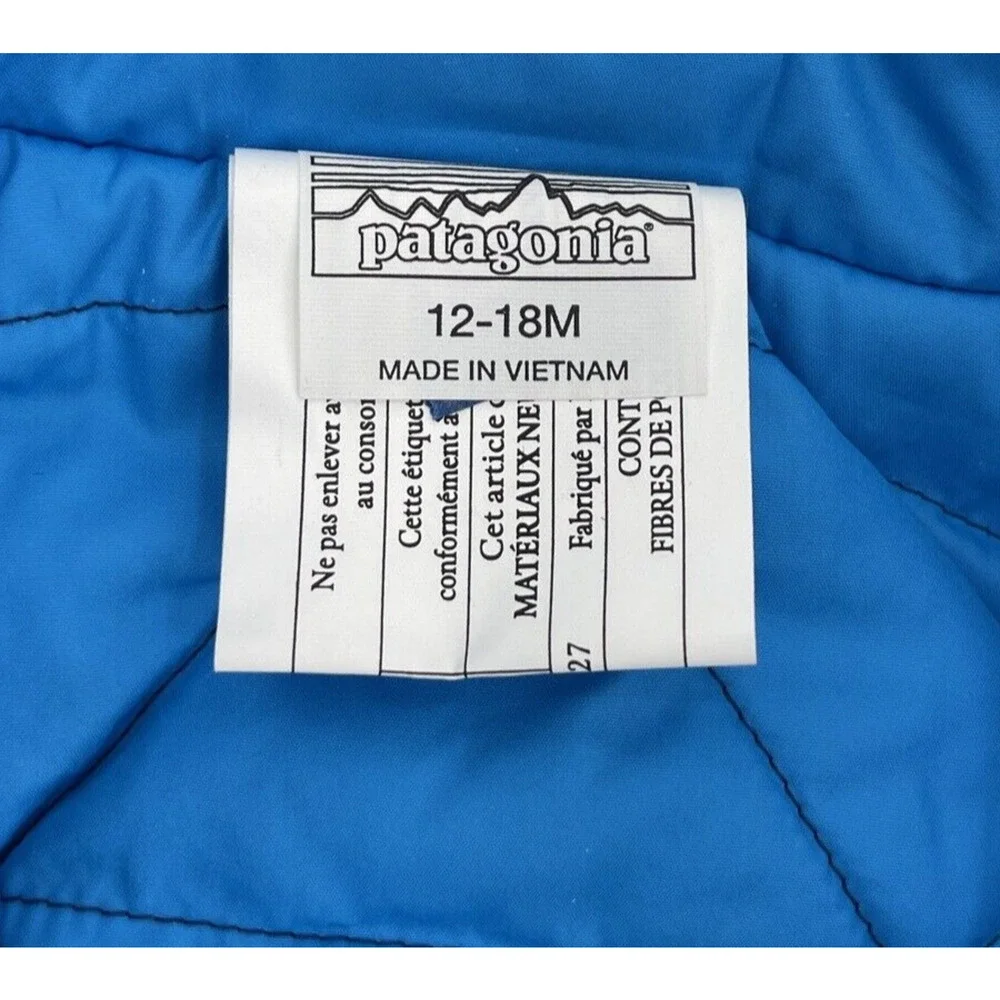 Patagonia Reversible Puffer Vest‎ 12-18 Months Blue Animals Style 60200